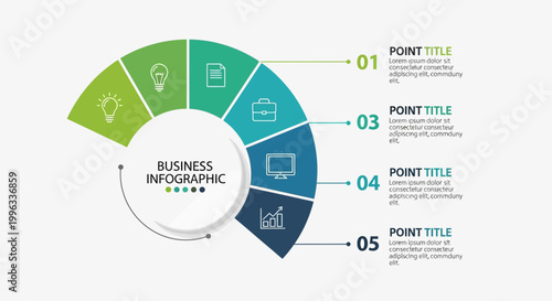 Business infographic template with icons and sections for data visualization