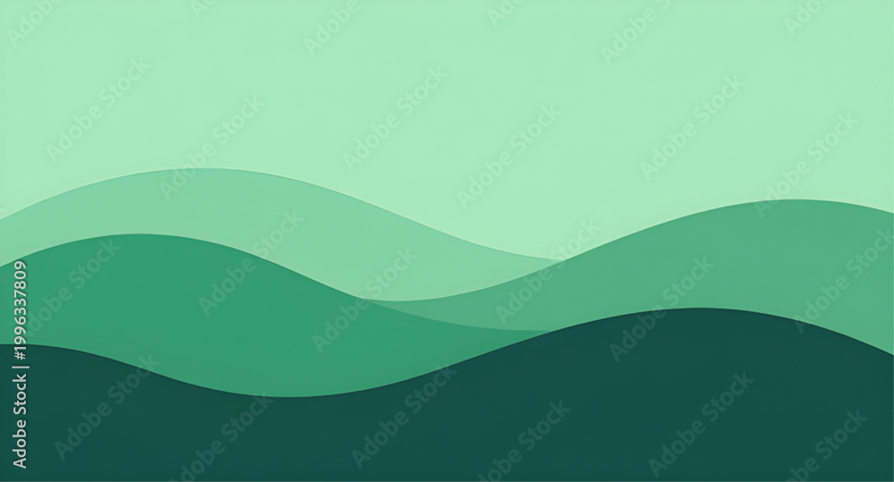 Obraz premium green, abstract, waves, layered, background, gradient, flowing, design, modern, shape, curves, smooth, texture, backdrop, minimal, vector, organic