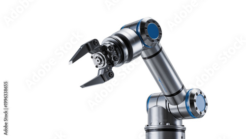 Photos Industrial robotic arm with gripper, isolated on transparent background