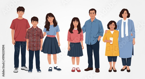 Family standing together smiling happy.