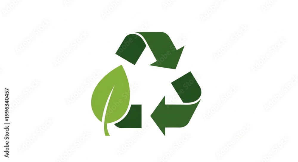 Obraz premium Green recycling symbol with leaf.