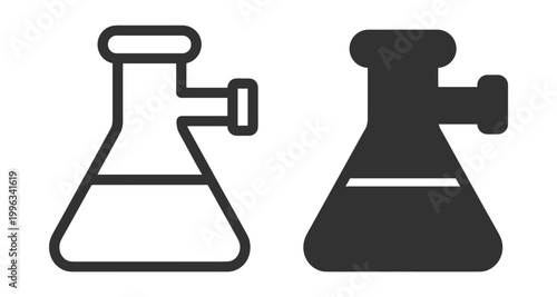 laboratory flask icon set, chemical glassware vector illustration on transparent background