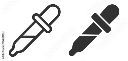 liquid dropper icons set, medical and laboratory tool illustrations on transparent background