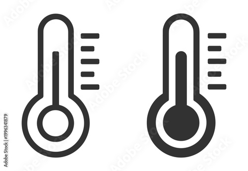 thermometer icons vector set, temperature measuring symbols, weather and climate design elements on transparent background