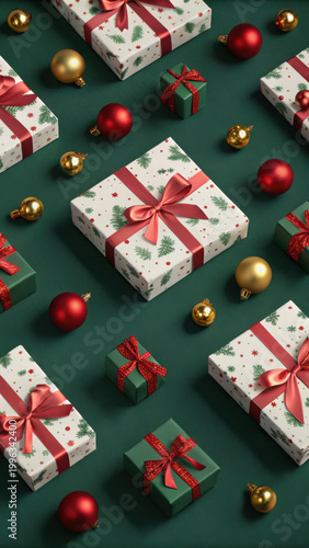4K Green Gift Box Background