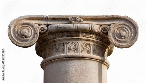 ancient greek corinthian style stone pillar isolated isolated on white
