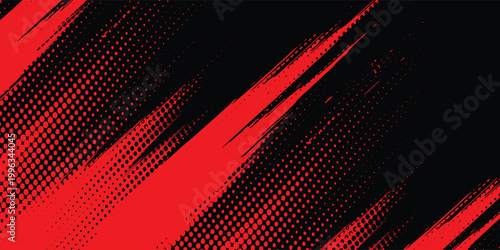 Halftone dots red and blue color pattern gradient grunge texture background. Dot pop art comic sport style vector illustration.