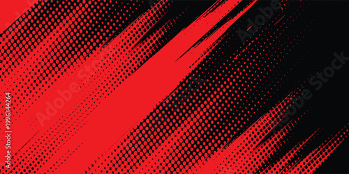 Halftone dots red and blue color pattern gradient grunge texture background. Dot pop art comic sport style vector illustration.