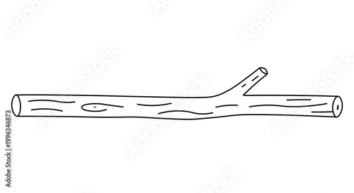 Cuadro en lienzo Single wooden tree branch with small twig segment hand drawn sketch style vector