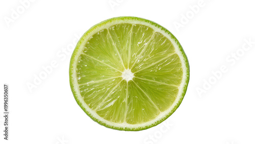 Vibrant green lime slice with juicy pulp, isolated on transparent background