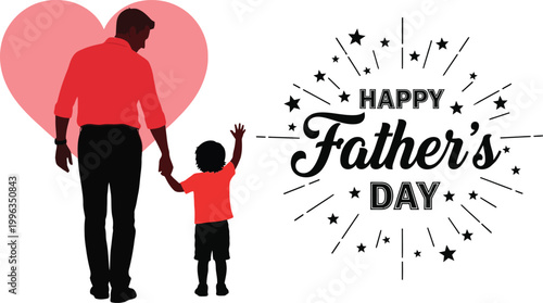 father and child silhouette with happy father s day text
