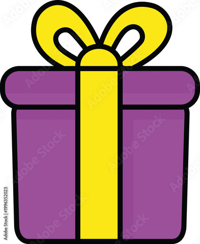 Gift of Joy-An illustration of a meticulously wrapped gift box, adorned with a vibrant yellow ribbon, symbolizing surprise, appreciation, and the spirit of giving.
