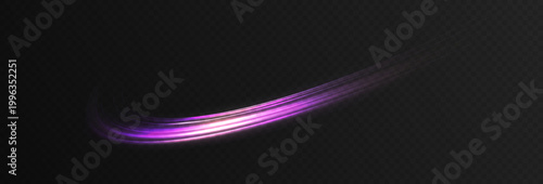 Abstract purple curved light trail with glowing neon motion effect