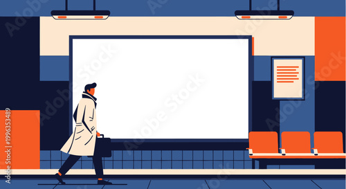 A businessman walking in a trench coat holding a briefcase.