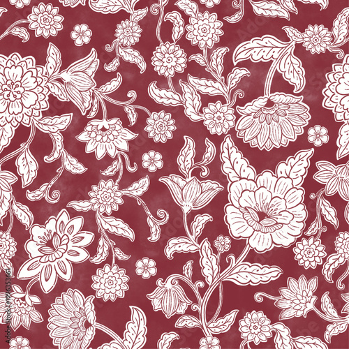 Block print hand drawn red oxide color for textiles fabrics