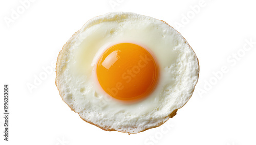 Perfectly fried egg with bright orange yolk, isolated on transparent background