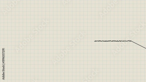 Analog seismograph drum recording a massive earthquake tremor with ink on grid paper