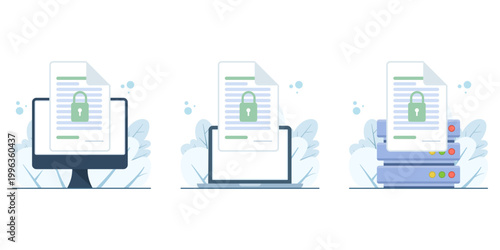 Private key access illustration for confidential documents, symbolizing data security, encryption system, secure authentication, protected files, cybersecurity, and digital privacy concept.