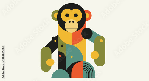 Geometric Monkey Illustration