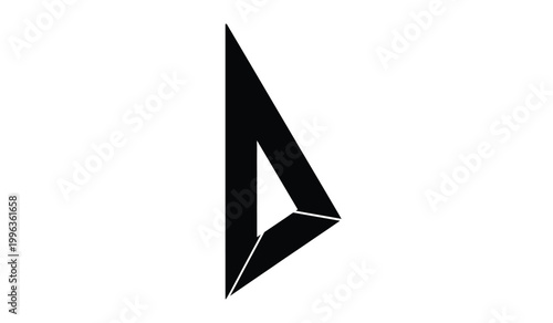 A stark minimalist image presents a black downward pointing arrow shape against a white background creating a bold silhouette high quality professional detailed modern