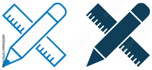 pencil ruler drawing tool icon vector