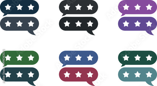 Rating stars in speech bubbles a collection of feedback icons