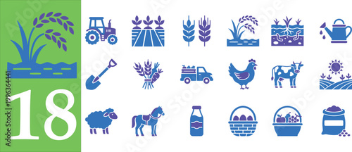 Collection of agriculture duotone icon