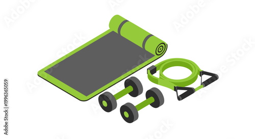Fitness equipment with yoga mat and weights for workout