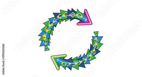Circular arrows symbol representing recycling process