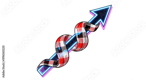 Abstract arrow with intertwined dna strands symbolizing growth