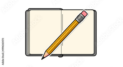 Open notebook with pencil for writing or note taking