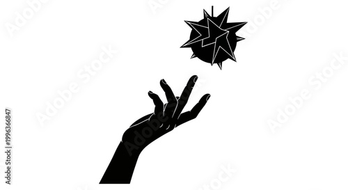 Hand reaching for a spiky object.