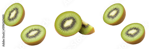фотографія Set and collection of kiwi fruit slices isolated on transparent png background