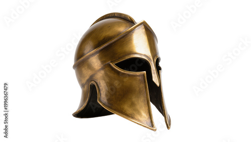 Foto Ancient bronze Corinthian helmet with ornate crest, isolated on transparent back