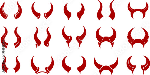 Set of devil horns silhouette vector art
