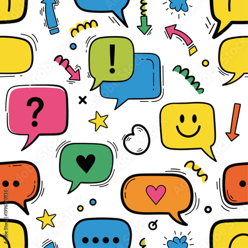 Colorful cartoon speech bubbles icons.