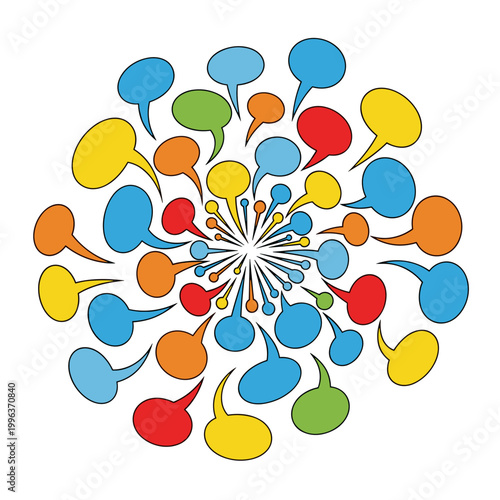 Colorful speech bubbles in circle formation.