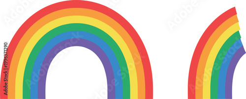 Simple Colorful Rainbow Arc Set in Flat Style for Weather Illustration, Kids Design, Minimal Graphics, Modern Icons and Creative Clipart Collection