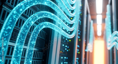 Abstract architectural lighting a futuristic urban skyline with glowing blue lines