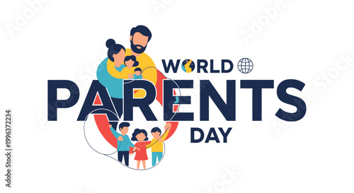 World Parents Day Family Illustration.