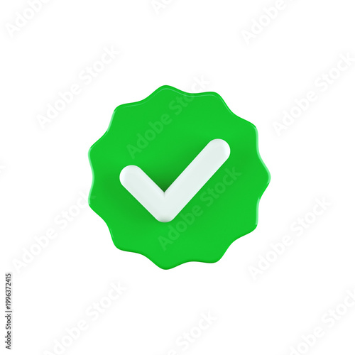 Green Approved Badge 3D Illustration