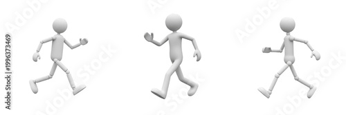 Set and collection of walking figure isolated on white transparent png background
