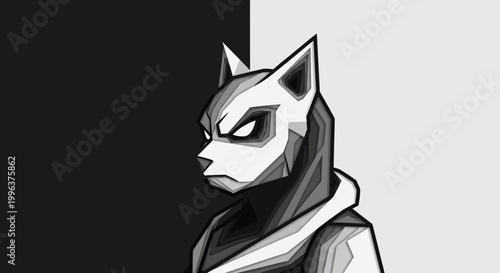 A cartoon wolf character in profile.