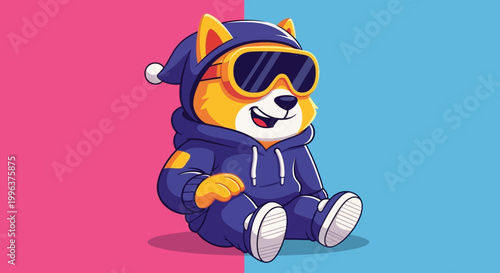 A cartoon dog wearing sunglasses and hoodie.