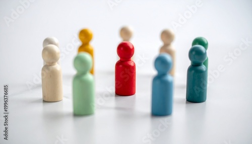 A community of vibrant wooden figures come together, symbolizing unity, diversity, and connection.