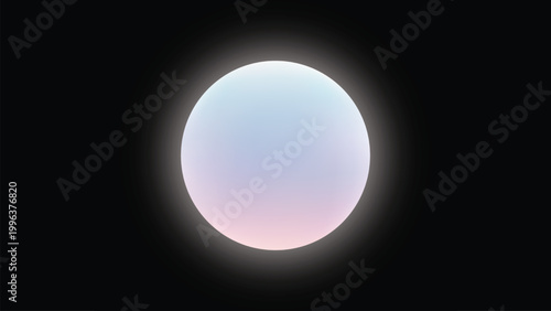 Abstract 3D glowing sphere with pink and blue gradient on black.