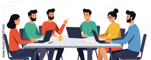 Business team meeting office laptop group