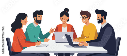Business team meeting at office desk