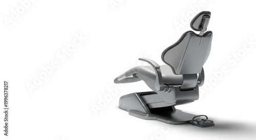 Stylish Gray Dental Examination Chair Isolated on a White Background, Representing Modern Oral Care and Comfort.