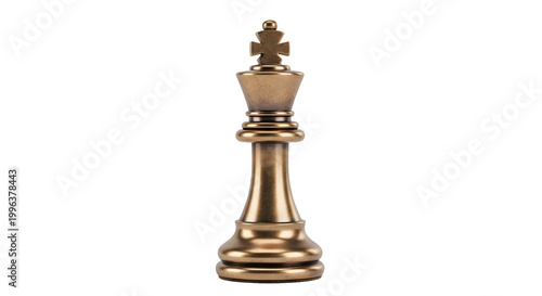 Gold chess king piece strategy gameplay competition checkmate challenge metallic on transparent background